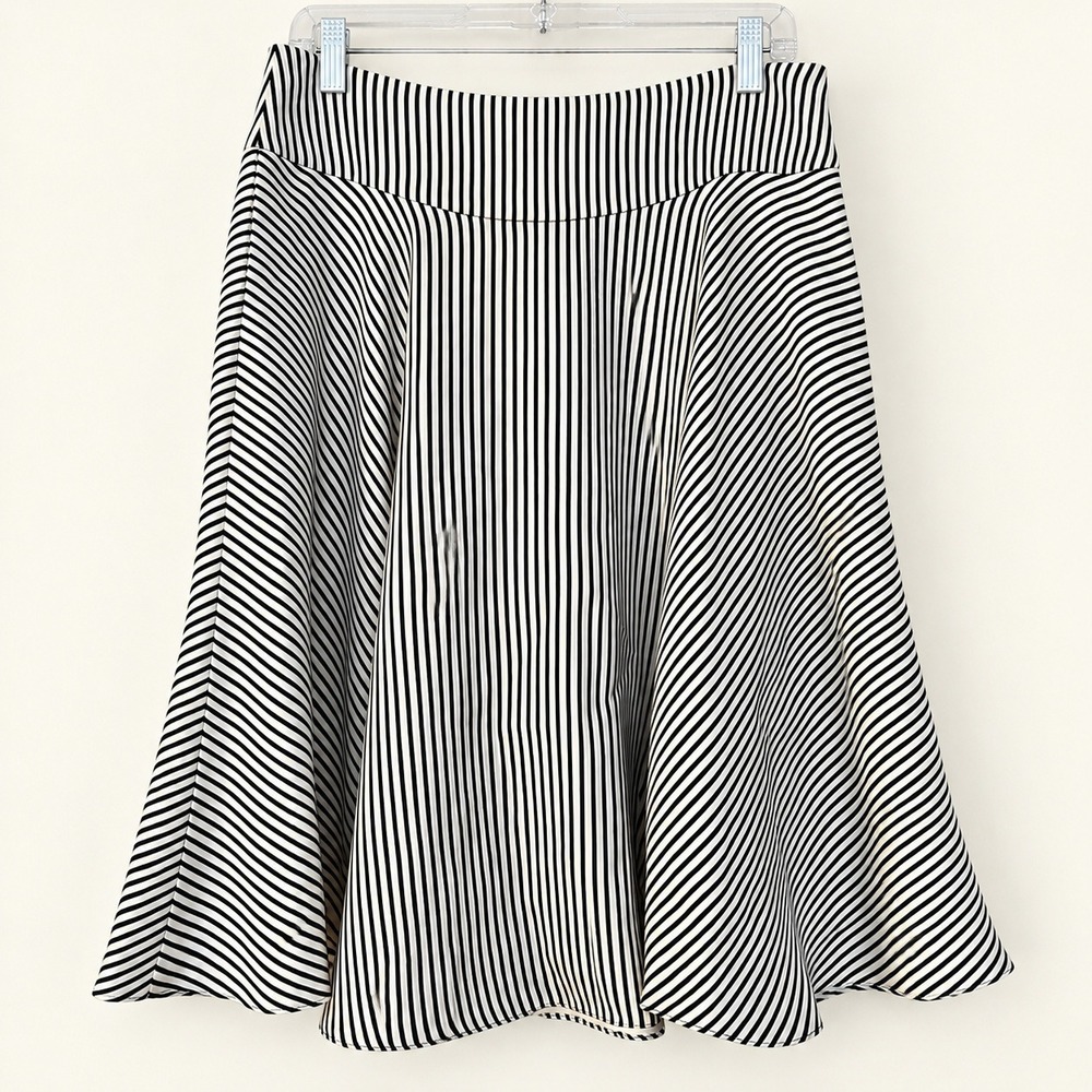 VTG Ralph Lauren Black Label Skirt 12 Pockets Silk Twill Black Stripe Old Money